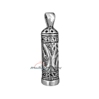 Glass Jawshan Muhammad Vial Enclosed In Sterling Silver Talisman Pendant