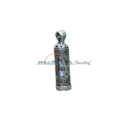 Glass Jawshan Muhammad Vial Enclosed In Sterling Silver Talisman Pendant