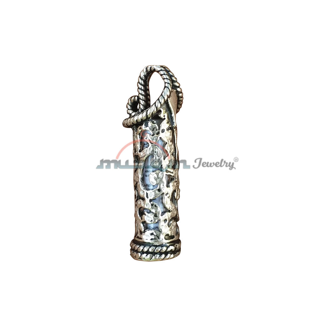 Sterling Silver Jawshan Kabeer Dua Pendant Talisman Vial With Filigree Design