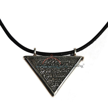 Sterling Silver Open-Able Triangular Nazar Talisman Pendant And Cord