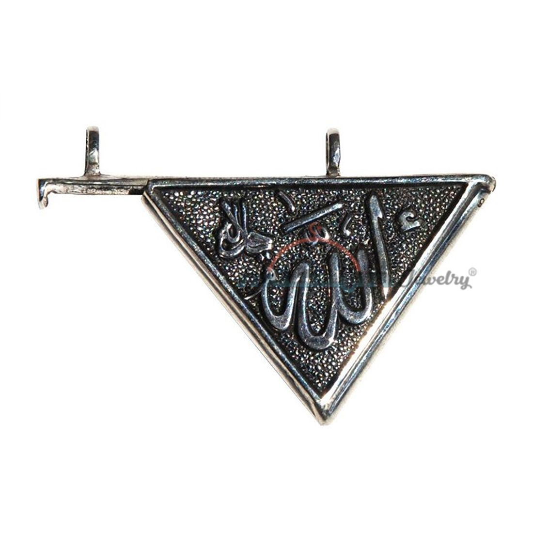 Sterling Silver Open-able Triangular Nazar Talisman Pendant and Cord
