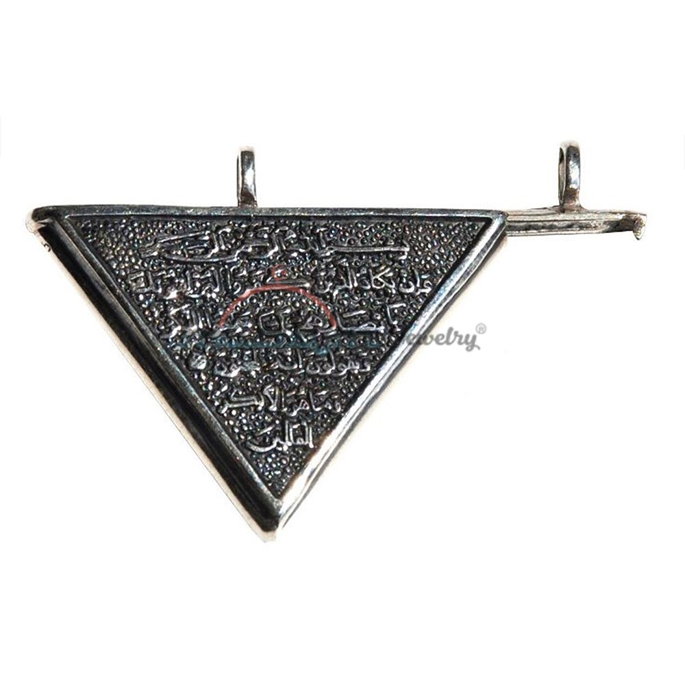 Sterling Silver Openable Triangular Nazar Talisman Pendant and Cord