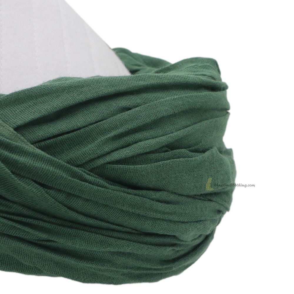 Dark Green Turban Fabric Islamic Amamah Shadhili 100% Japanese Cotton Gauze