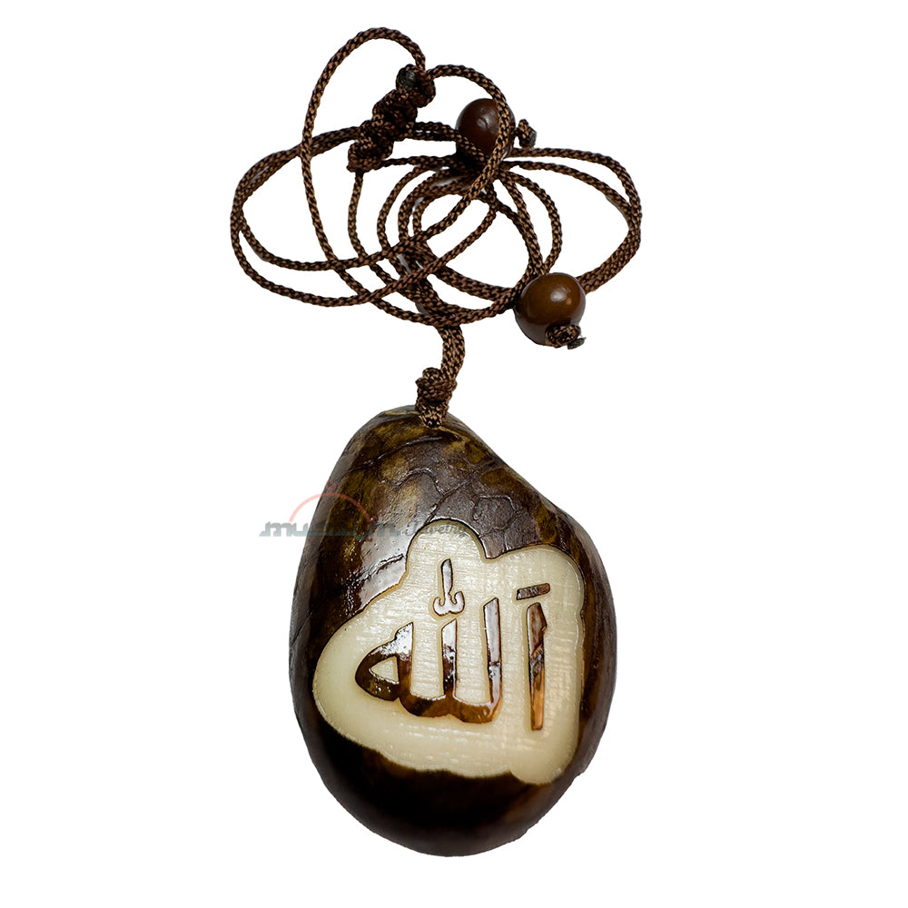 Natural Brown Drop Shape – Name Of Allah – Tagua Pendant