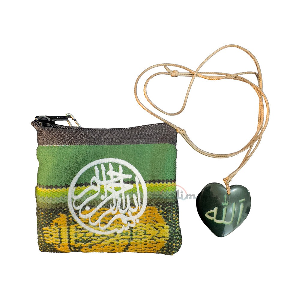 Liontin Tagua - Nama Allah - Bentuk Hati Hijau Tua