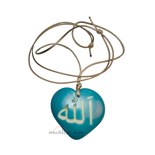 Turquoise Heart Shape – Name Of Allah – Tagua Pendant