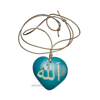 Turquoise Heart Shape - Name Of Allah - Tagua Pendant