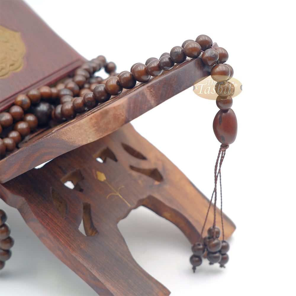 Açai Seed Misbaha - Naturally Dyed Brown Eco-Friendly Sustainable Handcrafted 9 mm Beads Traditional Tasbih