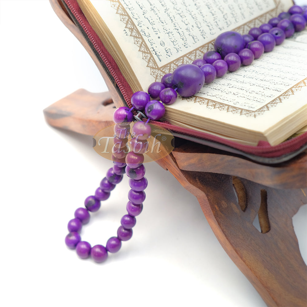 Dark Purple Natural Colored Dye Eco-Friendly Sustainable Original Açai Seed 9mm Beads Traditional Tasbih