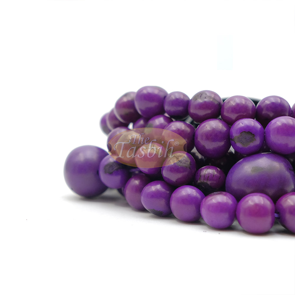 Dark Purple Natural Colored Dye Eco-Friendly Sustainable Original Açai Seed 9mm Beads Traditional Tasbih