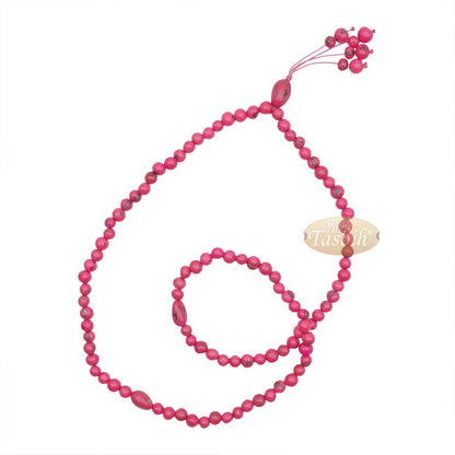 Pink Colored Natural Dye Eco-Friendly Sustainable Original Açai Seed 9 mm Beads Traditional Tasbih