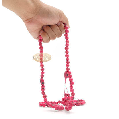 Pink Colored Natural Dye Eco-Friendly Sustainable Original Açai Seed 9mm Beads Traditional Tasbih