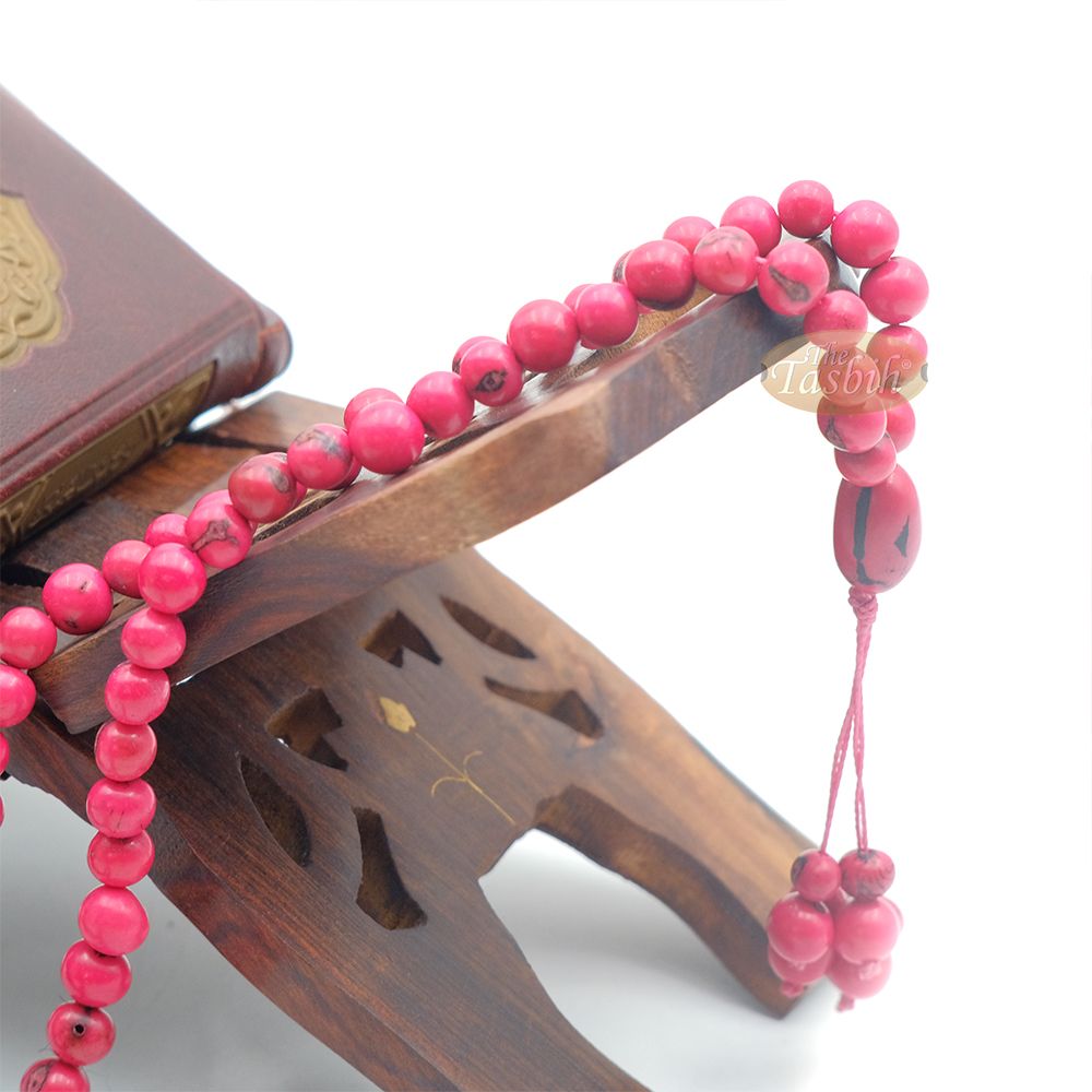 Pink Colored Natural Dye Eco-Friendly Sustainable Original Açai Seed 9 mm Beads Traditional Tasbih