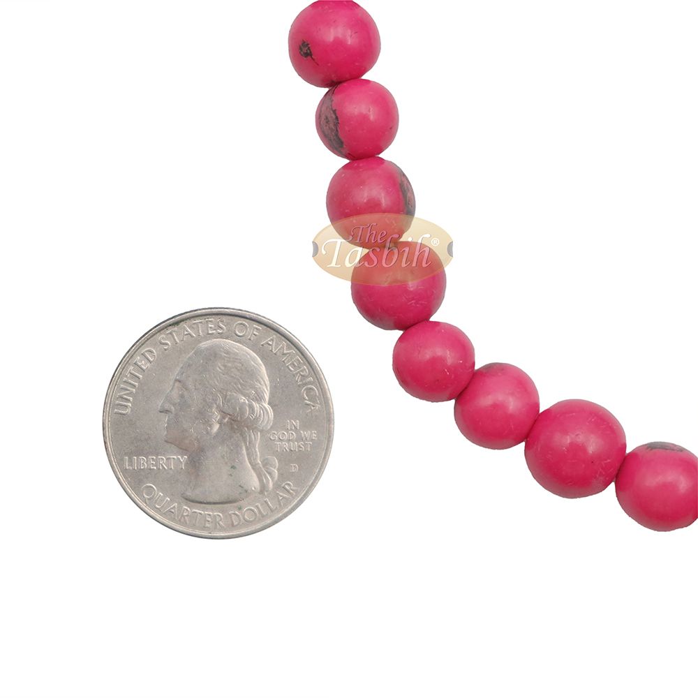 Pink Colored Natural Dye Eco-Friendly Sustainable Original Açai Seed 9 mm Beads Traditional Tasbih