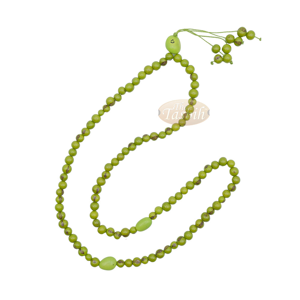 Lime Green Natural Colored Dye Eco-Friendly Sustainable Original Açai Seed 9mm Beads Traditional Tasbih