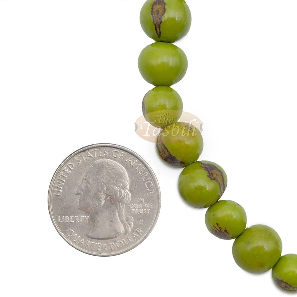 Lime Green Natural Colored Dye Eco-Friendly Sustainable Original Açai Seed 9mm Beads Traditional Tasbih