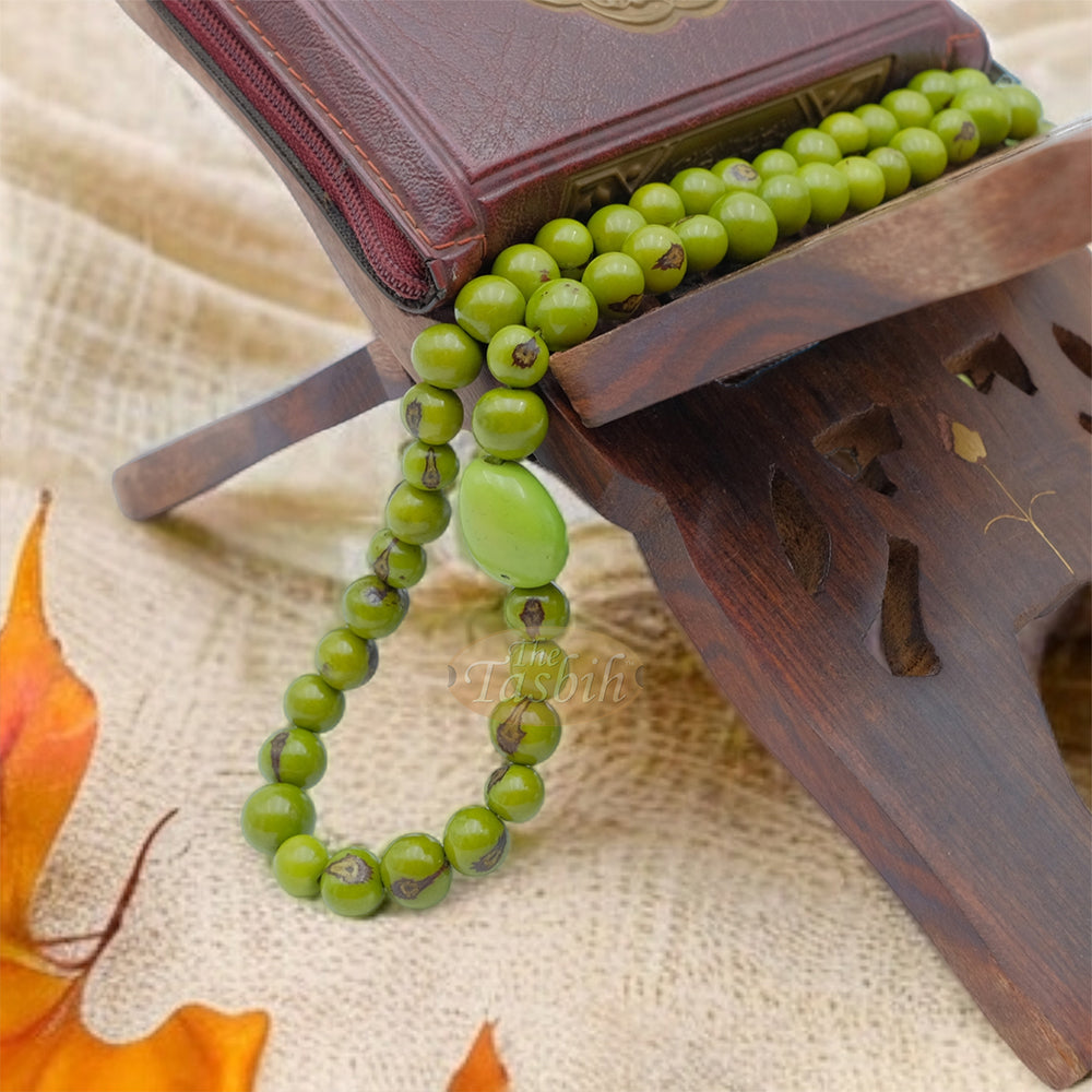 Lime Green Natural Colored Dye Eco-Friendly Sustainable Original Açai Seed 9mm Beads Traditional Tasbih