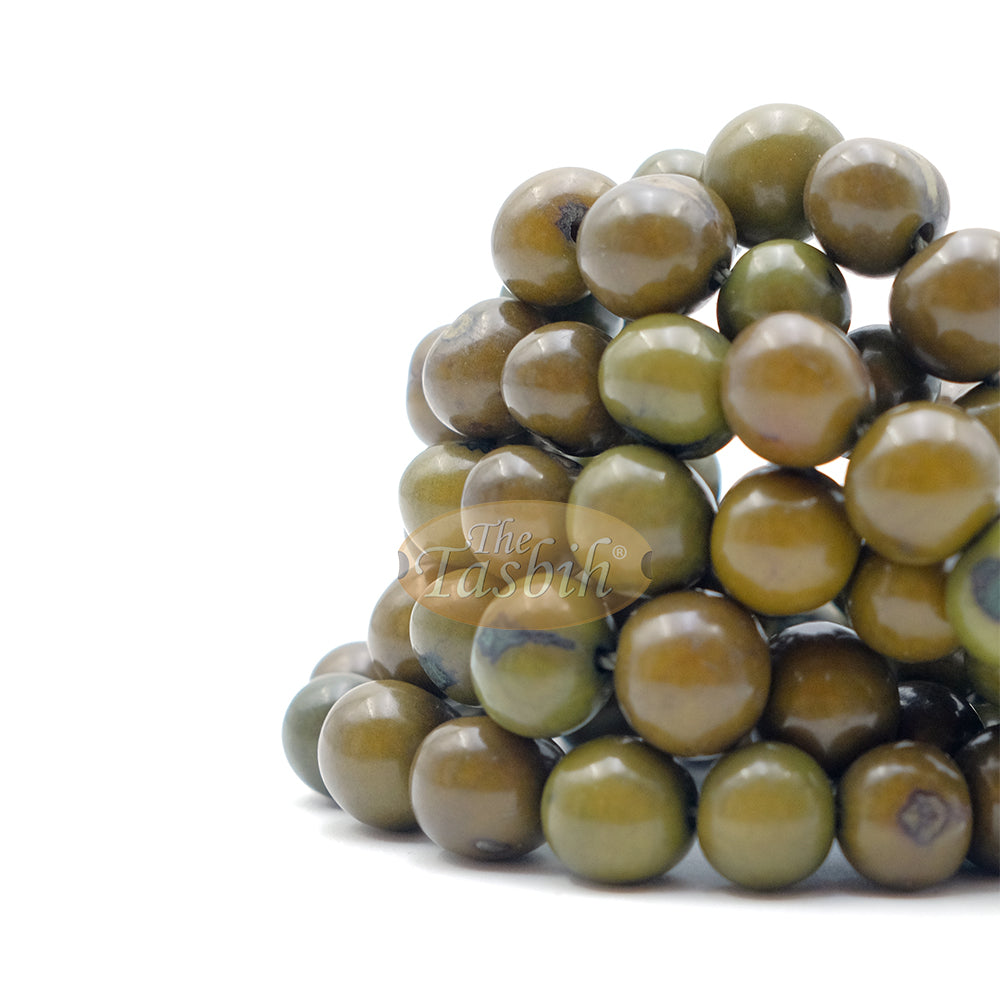 Mung Bean Green Natural Colored Dye Eco-Friendly Sustainable Original Açai Seed 9mm Beads Traditional Tasbih