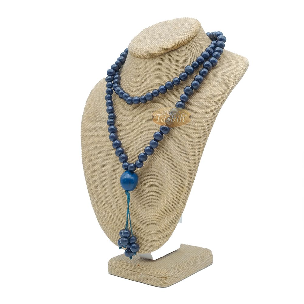 Indigo Blue Natural Colored Dye Eco-Friendly Sustainable Original Açai Seed 9 mm Beads Traditional Tasbih