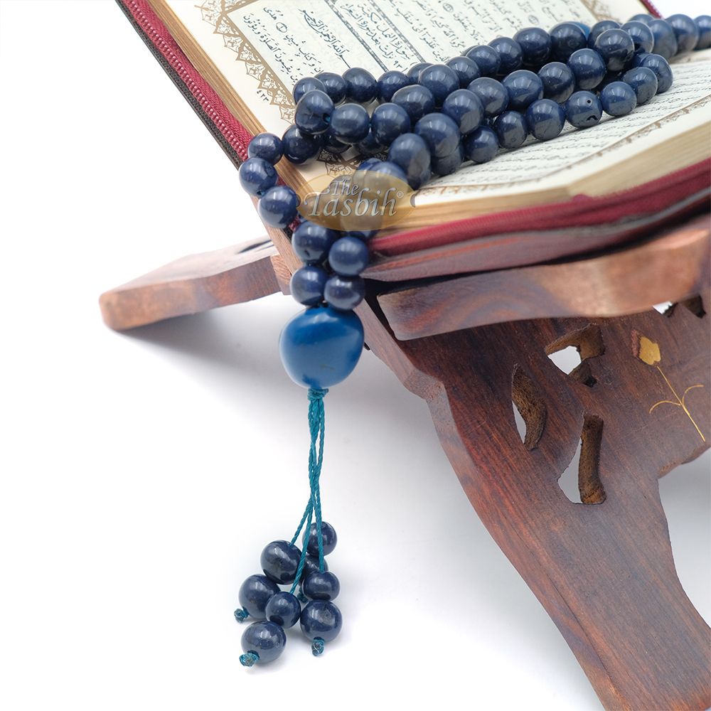 Indigo Blue Natural Colored Dye Eco-Friendly Sustainable Original Açai Seed 9 mm Beads Traditional Tasbih