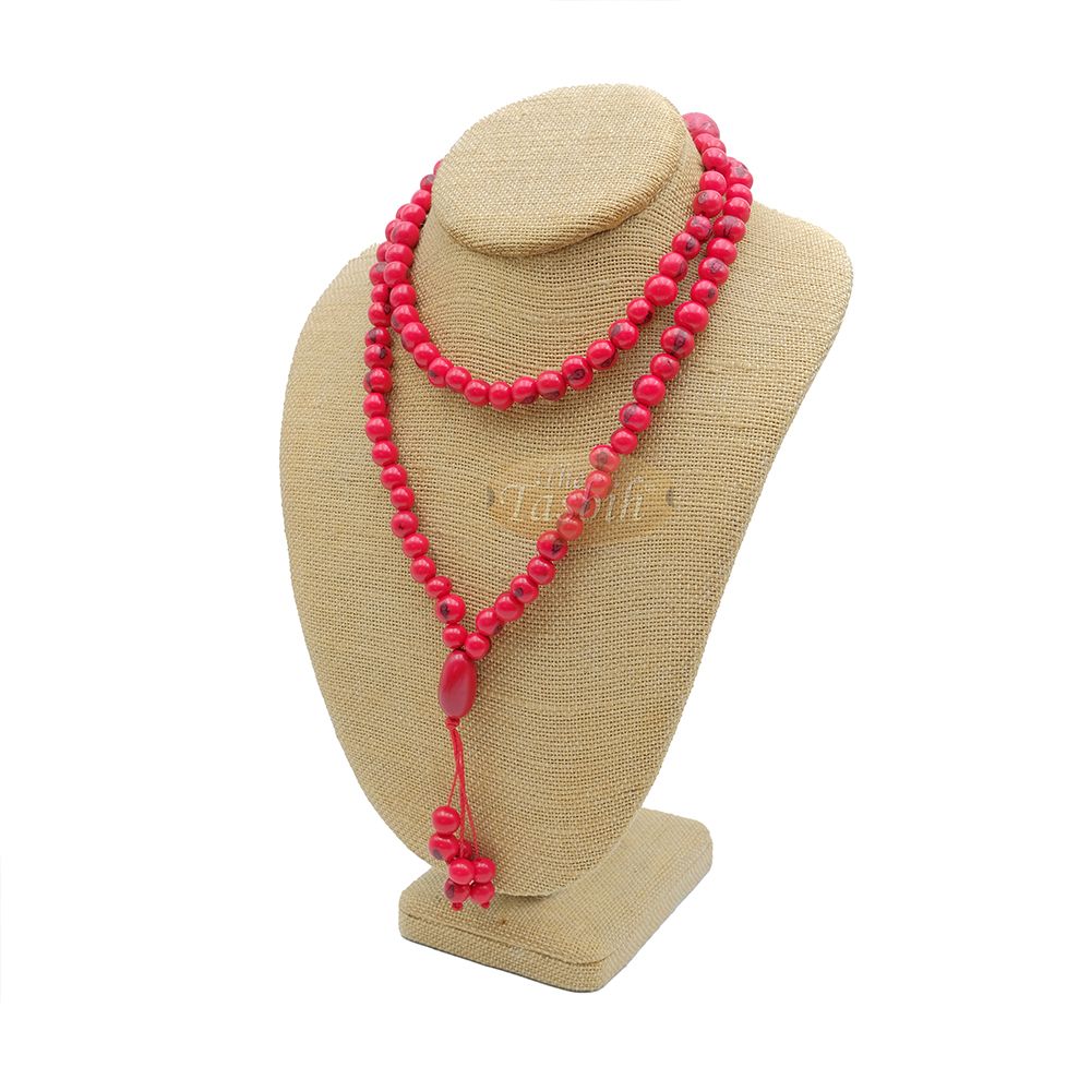 Red Colored Natural Dye Eco-Friendly Sustainable Original Açai Seed 9 mm Beads Traditional Tasbih