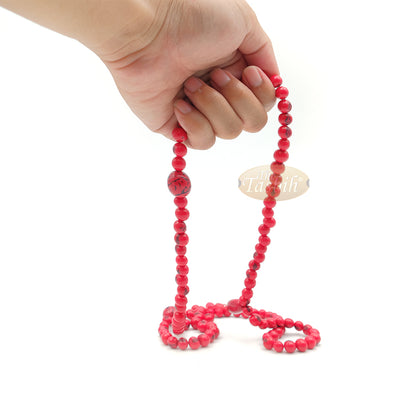 Red Colored Natural Dye Eco-Friendly Sustainable Original Açai Seed 9mm Beads Traditional Tasbih