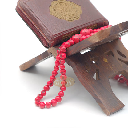 Red Colored Natural Dye Eco-Friendly Sustainable Original Açai Seed 9mm Beads Traditional Tasbih