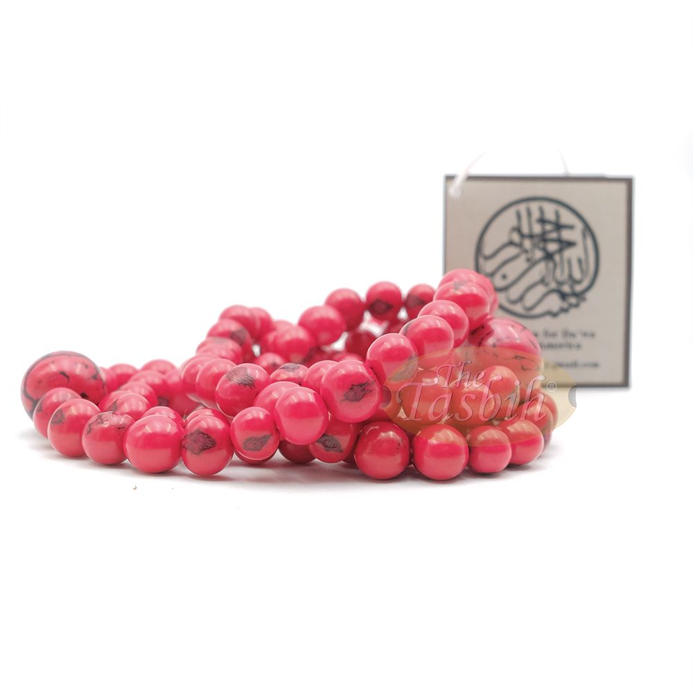 Red Colored Natural Dye Eco-Friendly Sustainable Original Açai Seed 9 mm Beads Traditional Tasbih
