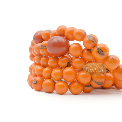 Orange Natural Colored Dye Eco-Friendly Sustainable Original Açai Seed 9mm Beads Traditional Tasbih