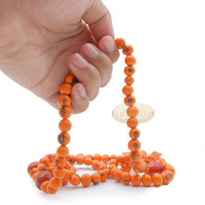 Orange Natural Colored Dye Eco-Friendly Sustainable Original Açai Seed 9mm Beads Traditional Tasbih