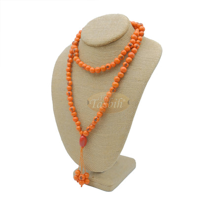 Orange Natural Colored Dye Eco-Friendly Sustainable Original Açai Seed 9mm Beads Traditional Tasbih