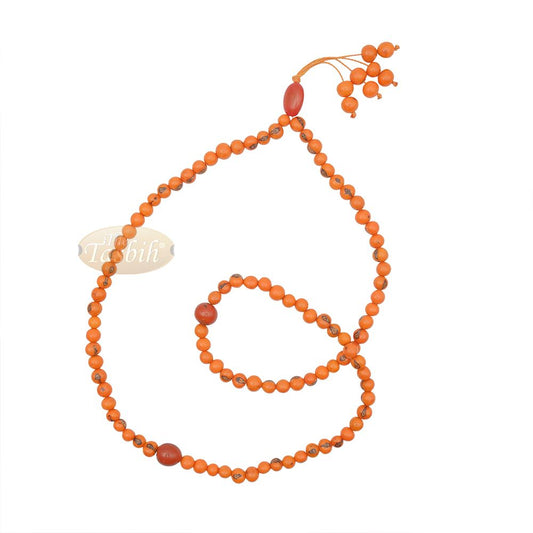 Orange Natural Colored Dye Eco-Friendly Sustainable Original Açai Seed 9 mm Beads Traditional Tasbih