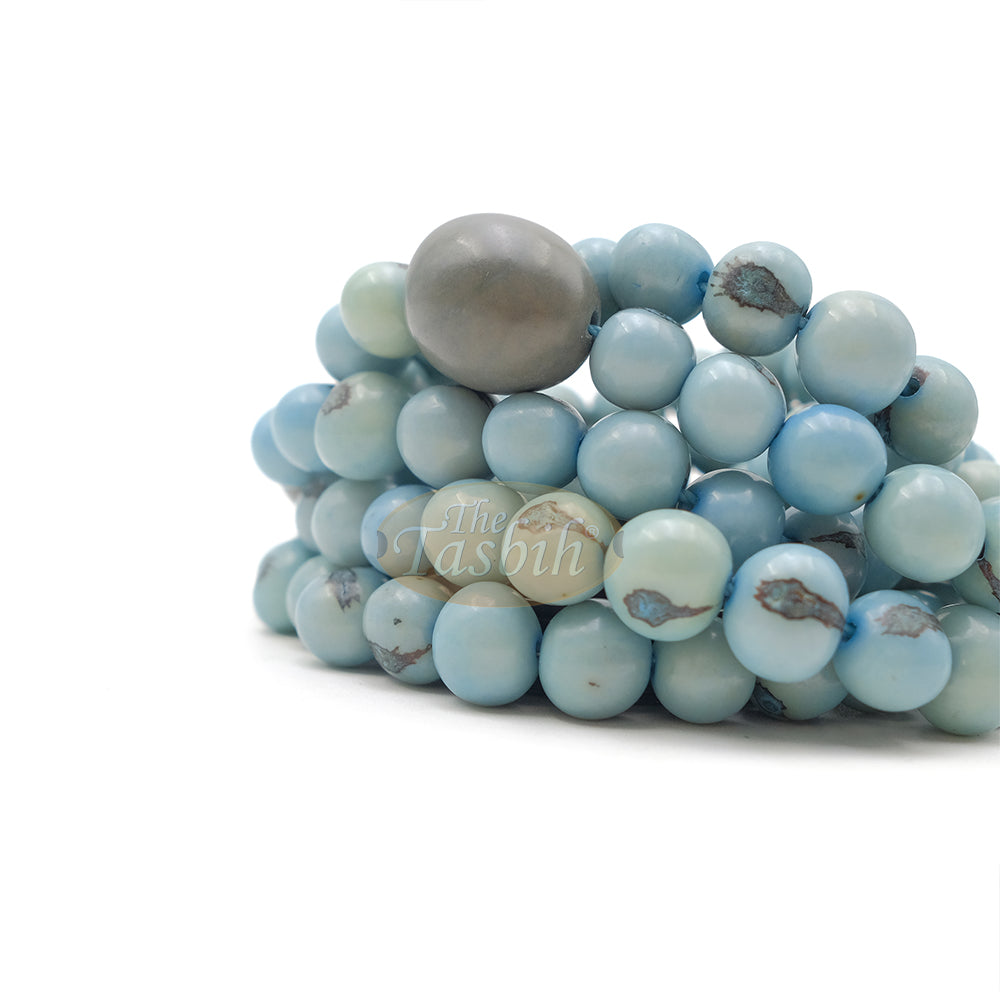 Sky Blue Natural Colored Dye Eco-Friendly Sustainable Original Açai Seed 9 mm Beads Traditional Tasbih