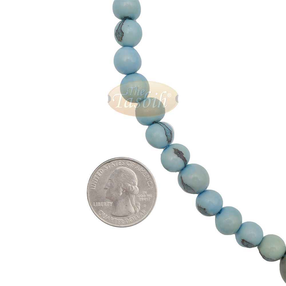 Sky Blue Natural Colored Dye Eco-Friendly Sustainable Original Açai Seed 9 mm Beads Traditional Tasbih