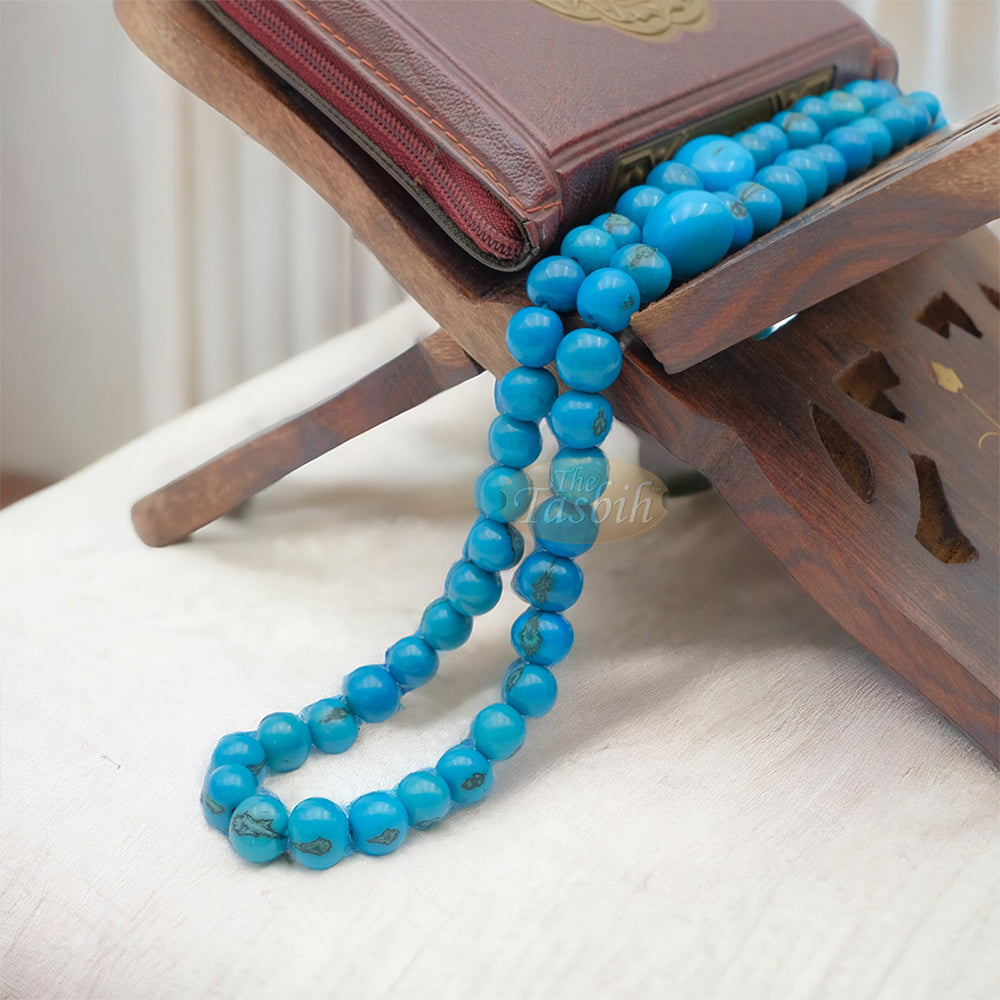 Light Cobalt Blue Natural Colored Dye Eco-Friendly Sustainable Original Açai Seed 9mm Beads Traditional Tasbih