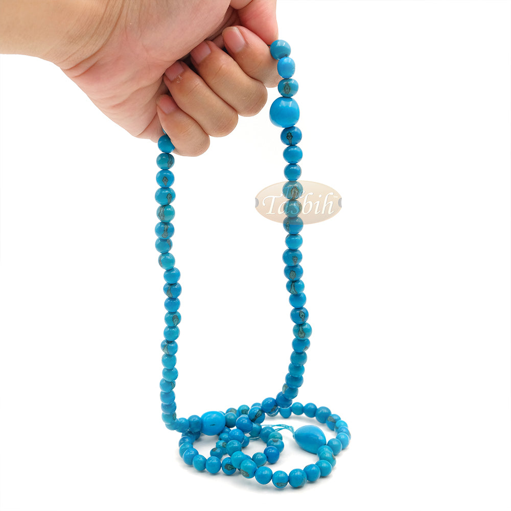 Light Cobalt Blue Natural Colored Dye Eco-Friendly Sustainable Original Açai Seed 9mm Beads Traditional Tasbih