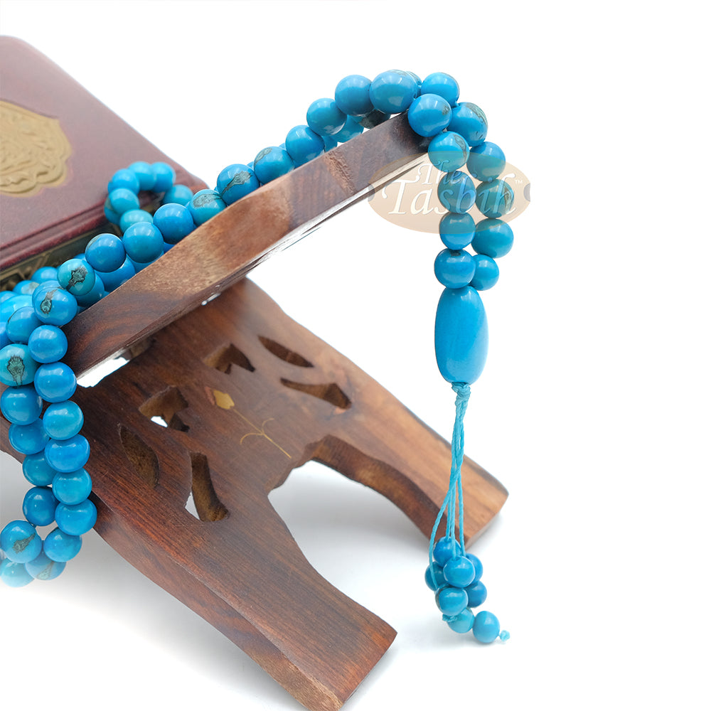 Light Cobalt Blue Natural Colored Dye Eco-Friendly Sustainable Original Açai Seed 9mm Beads Traditional Tasbih