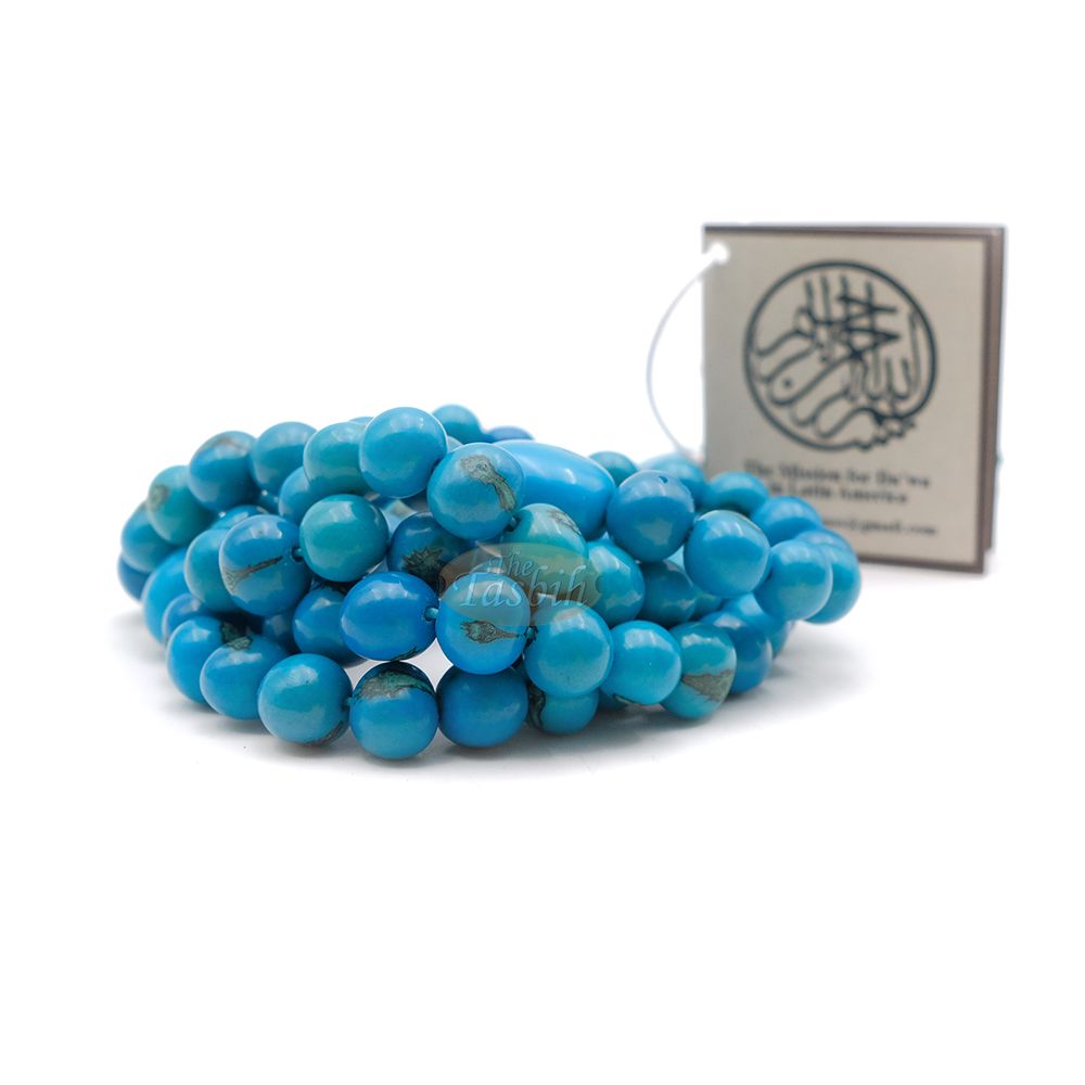 Light Cobalt Blue Natural Colored Dye Eco-Friendly Sustainable Original Açai Seed 9 mm Beads Traditional Tasbih