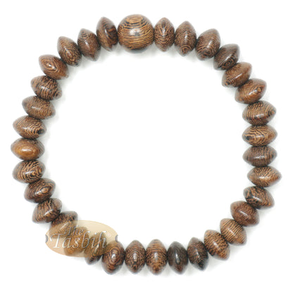 Johar Saucer-Shape Wood 33-Bead Elastic String 6mm Prayer Bead Bracelet