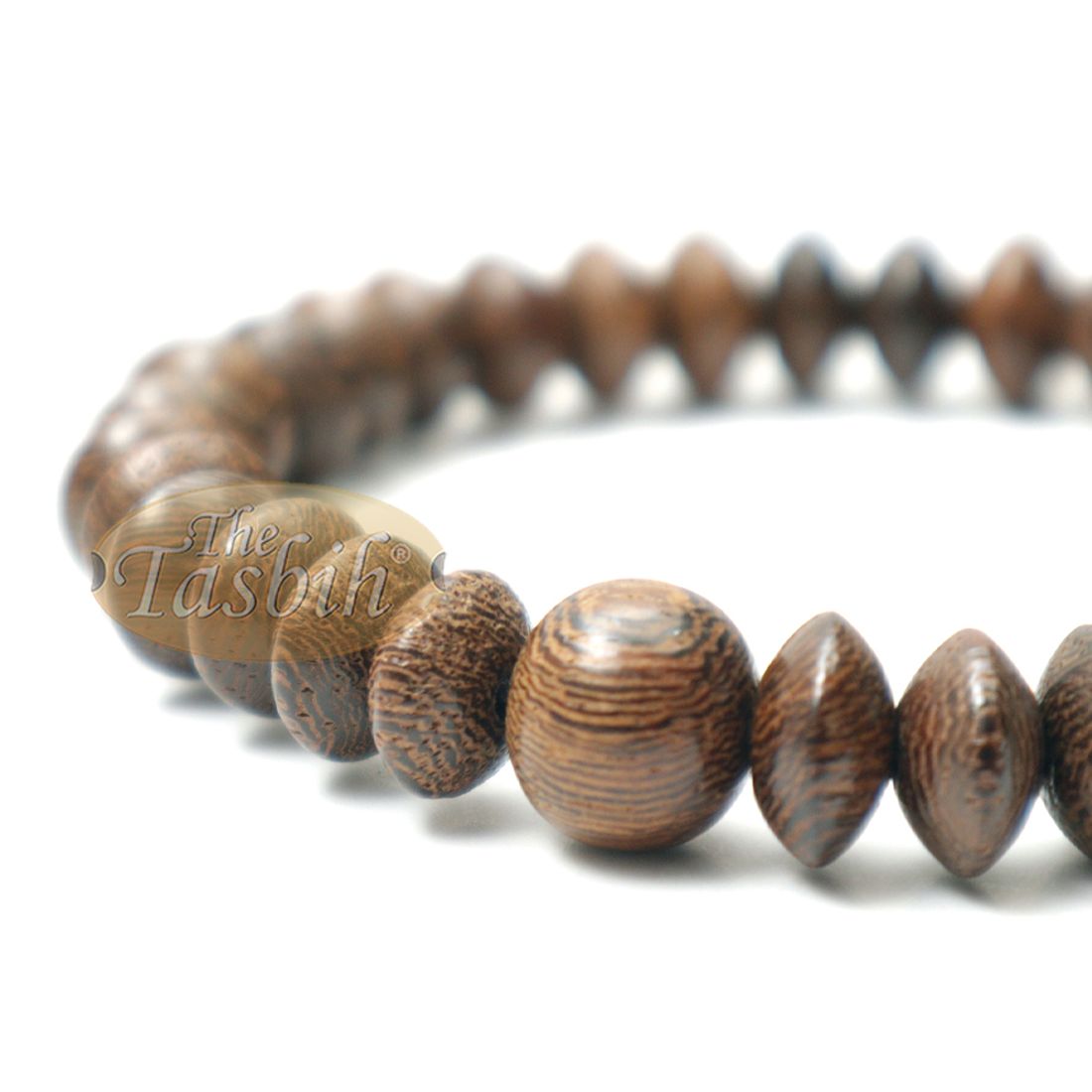 Johar Saucer-shape Wood 33-bead Elastic String 6mm Prayer Bead Bracelet
