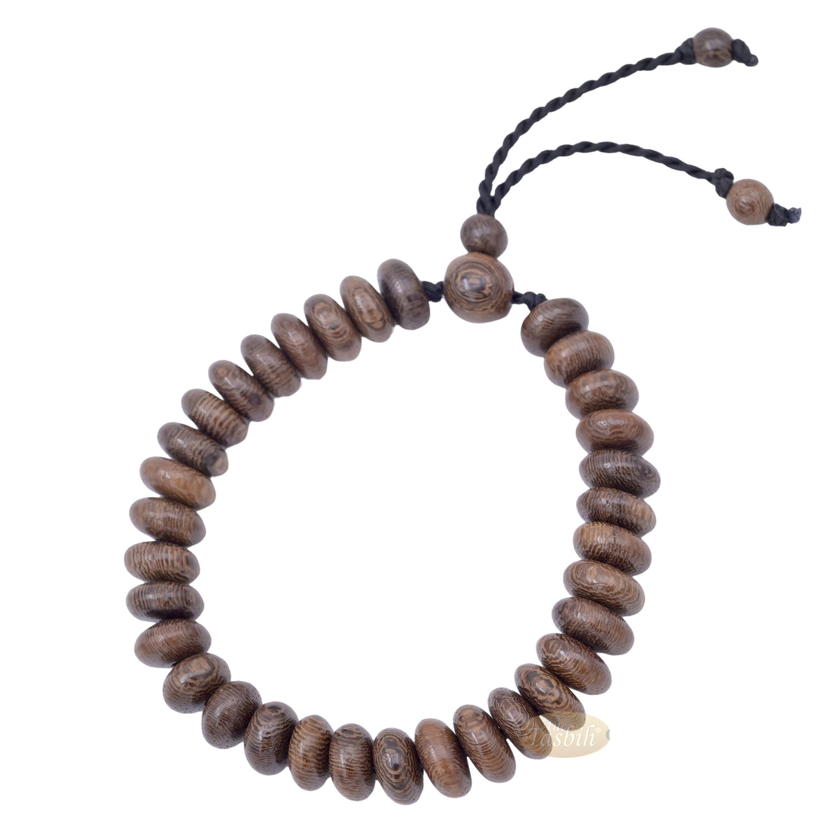 Beaded Bracelet Misbaha - Adjustable Saucer-Shaped Size 6x11mm Johar Wood 33-Bead