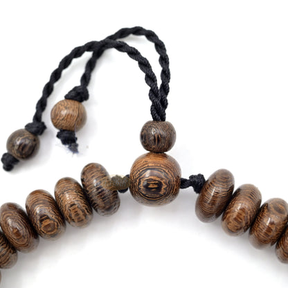 Beaded Bracelet Misbaha - Adjustable Saucer-Shaped Size 6x11mm Johar Wood 33-Bead