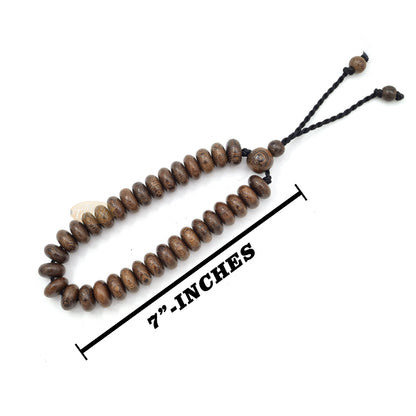 Beaded Bracelet Misbaha - Adjustable Saucer-Shaped Size 6x11mm Johar Wood 33-Bead