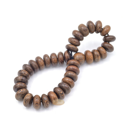 Johar Wood 33-Bead Elastic String 6×11 mm Oval-Shaped Prayer Bead Bracelet