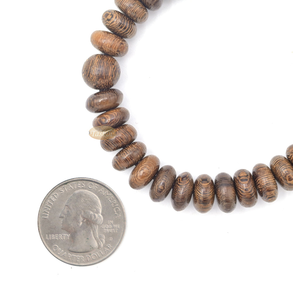 Johar Wood 33-Bead Elastic String 6×11 mm Oval-Shaped Prayer Bead Bracelet