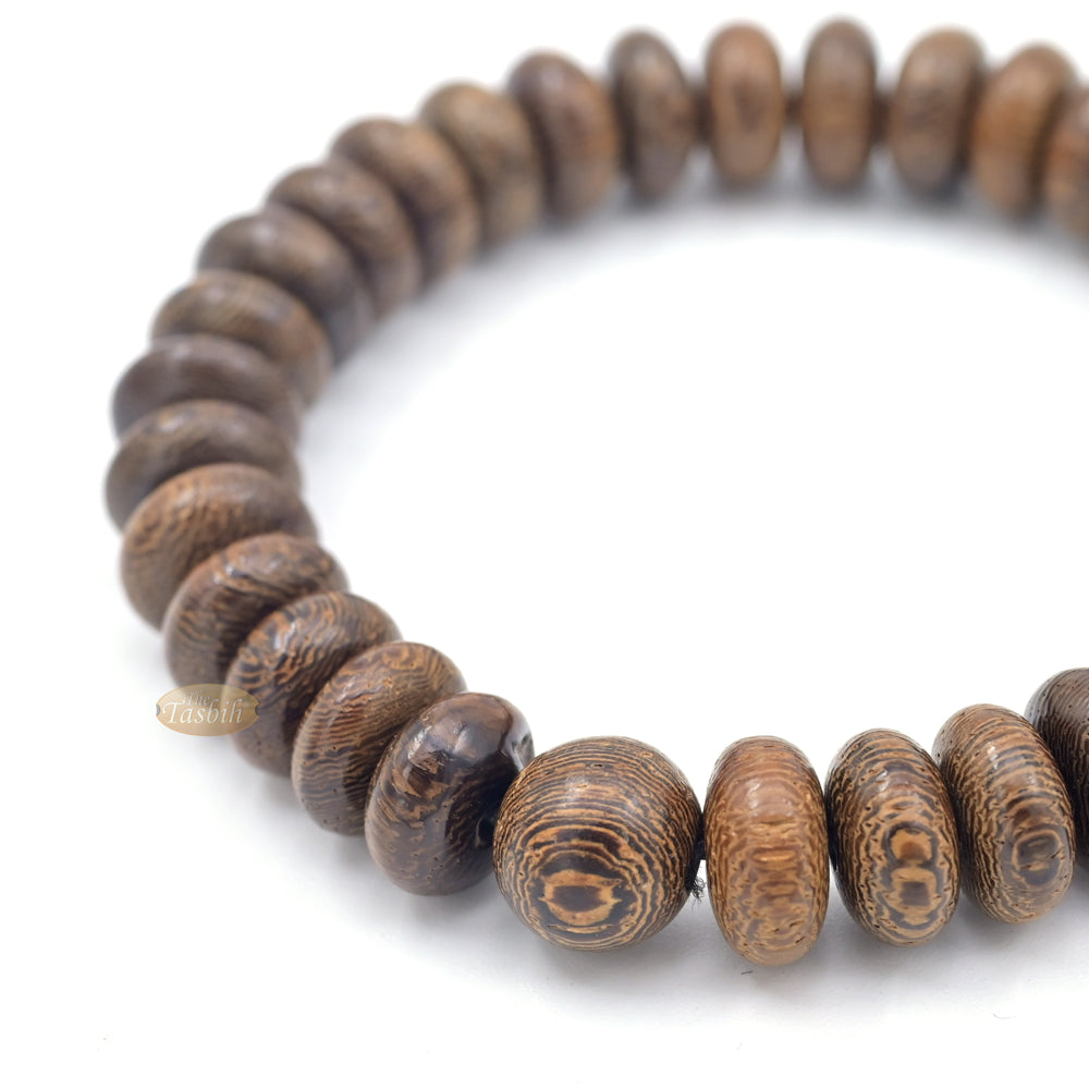 Johar Wood 33-Bead Elastic String 6×11 mm Oval-Shaped Prayer Bead Bracelet