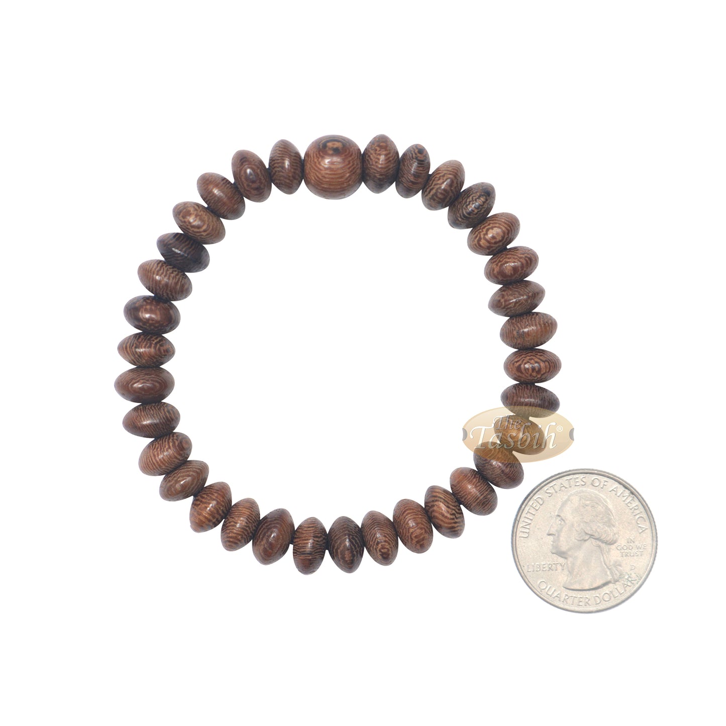 Kayu Johar 33-manik Tali Elastik 9mm Gelang Tasbih