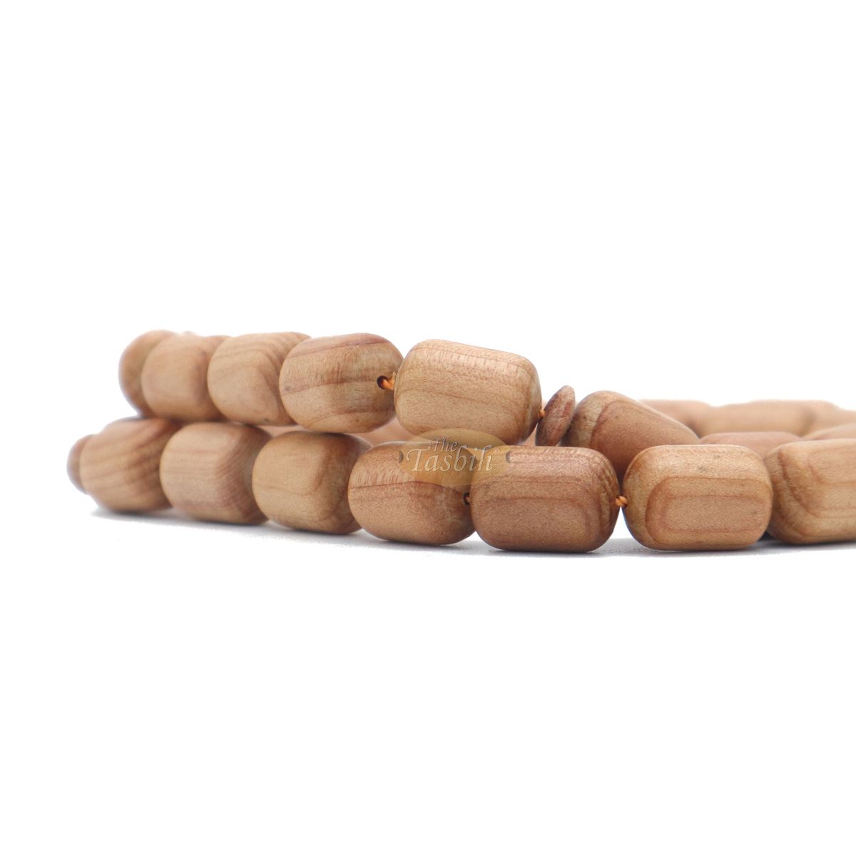 Light Brown Juniper Wood Tasbih 9×12 mm Cylinder Design 33-Ct Handmade Prayer Dhikr Beads