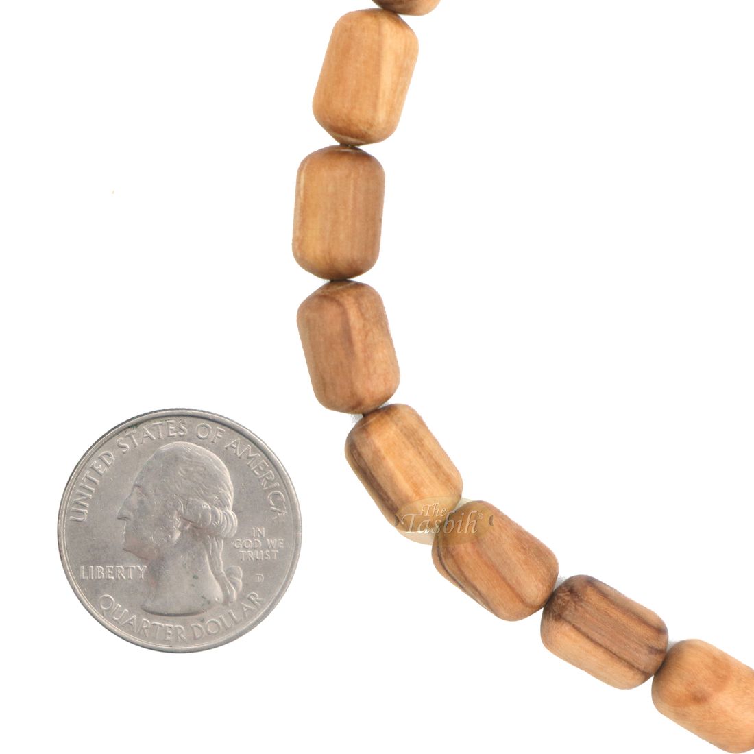Brown Olive Tasbih 9×12-mm Cylinder Design 33-ct Handmade Prayer Dhikr Beads