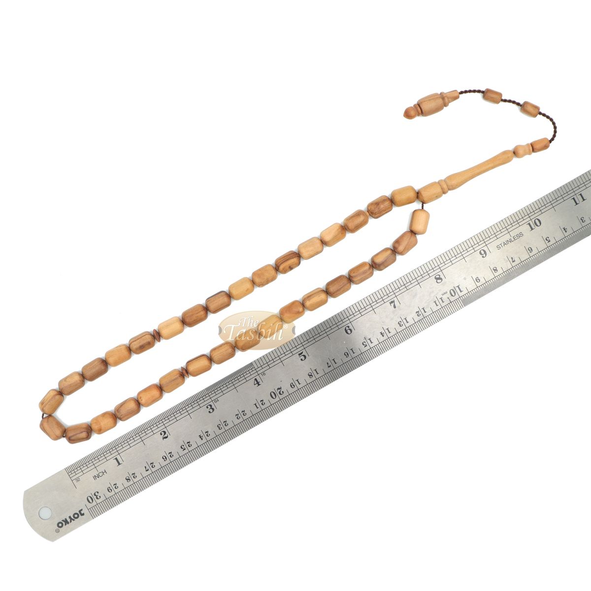 Brown Olive Wood Tasbih 9×12 mm Cylinder Design 33-Ct Handmade Prayer Dhikr Beads